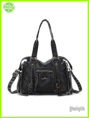 Vintage Leather Large Hobo Shoulder Bag Laptop Tote Multi Pocket Satchel
